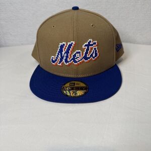 New Era New York Mets NY 8 Bit Pixels Logo New Era Fitted Hat Cap 59fifty 7 7/8